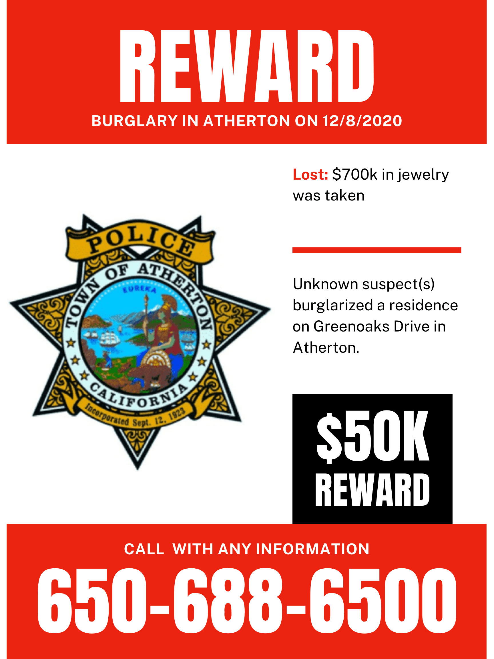 Reward Notice - Greenoaks - 12.8.2020